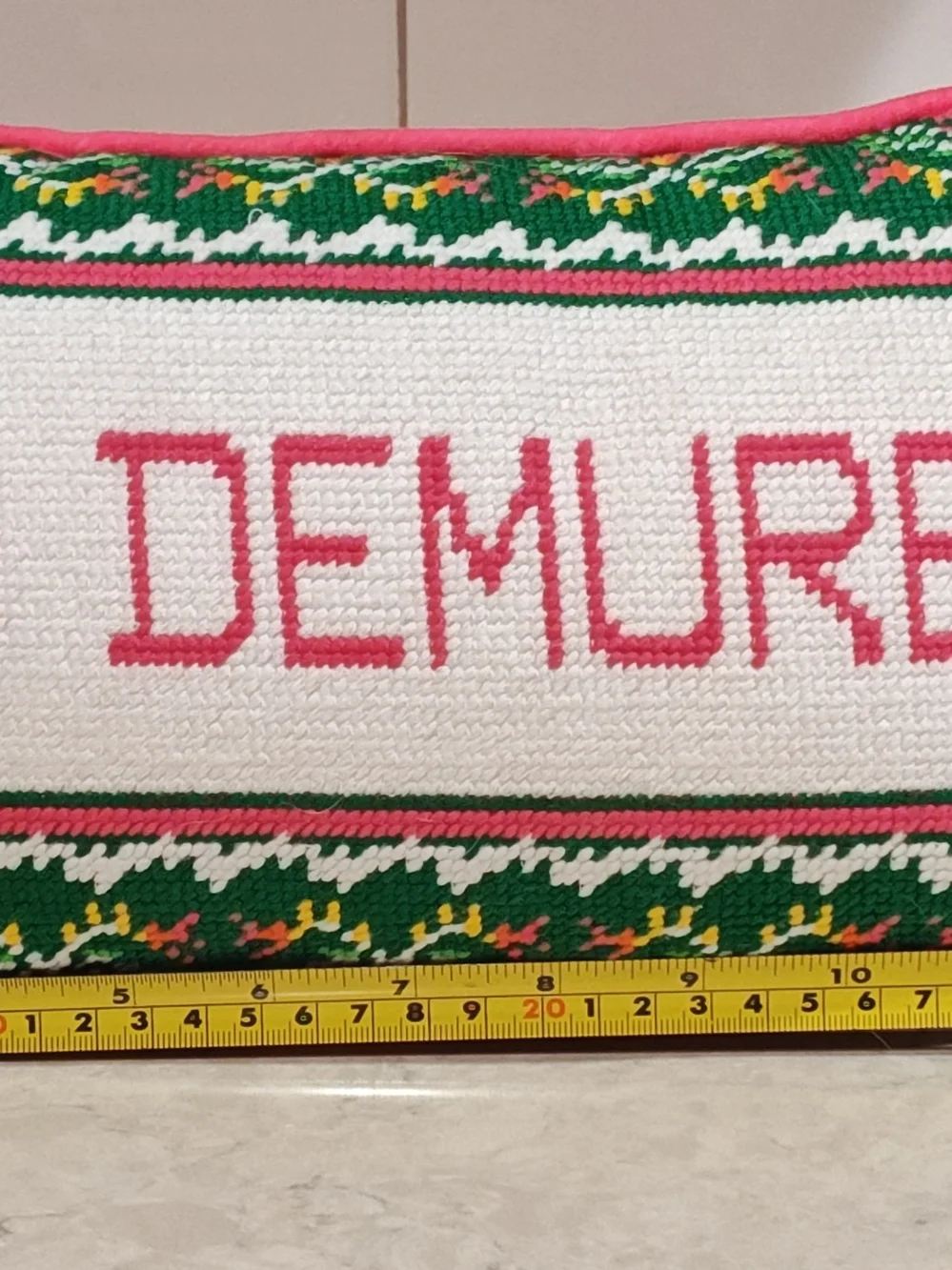'So Demure' Needlepoint Pillow